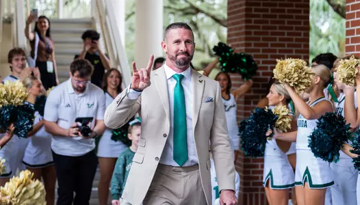 Brian Hartline during 2025 South Florida Football Brian Hartline press conference on December 8, 2025.