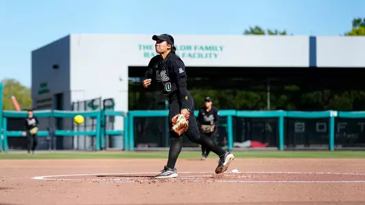 Softball Belle Sardja pitching against Tulsa