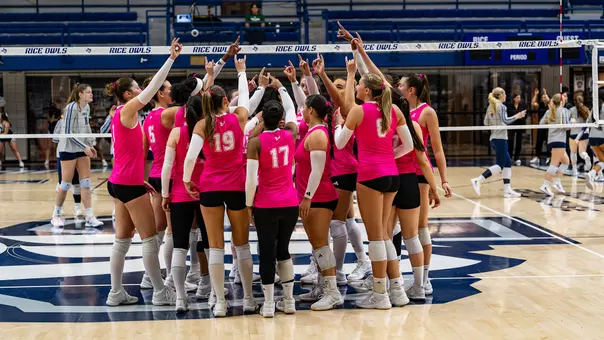 South Florida volleyball team huddle at Rice