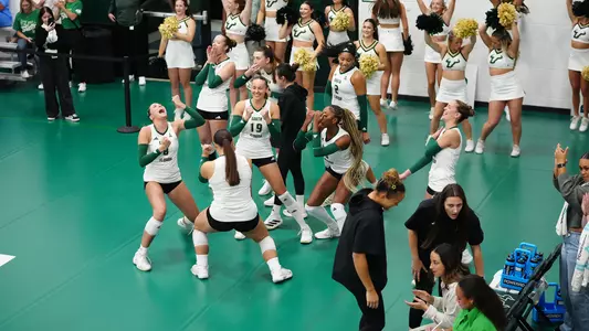 Volleyball bench celebration vs Rice