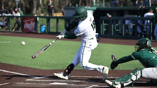 Jake Kulikowski hitting a home run to right field.