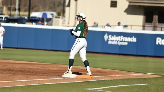 Alex Wilkes at first base after a hit
