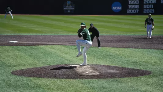 Kaden Smith pitching in Game 3 of the series at Charlotte.