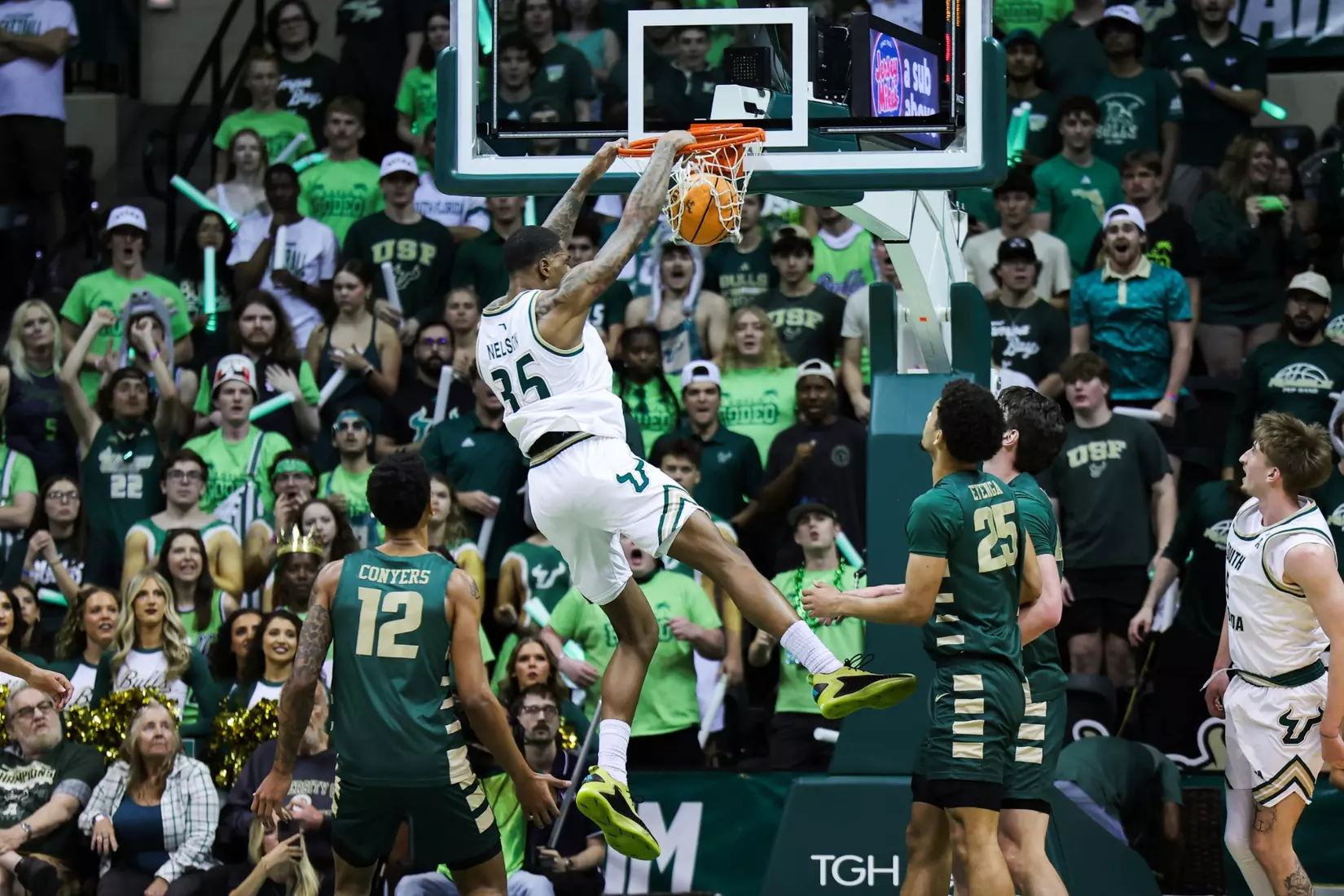 Izaiyah Nelson during the South Florida Men's Basketball match vs Charlotte on March 8, 2026.