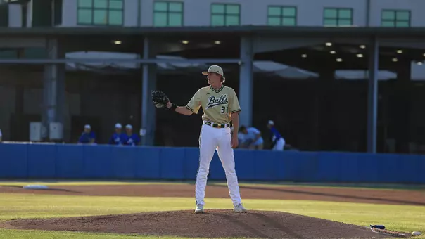 Dominic Pontbriant on the mound at FGCU