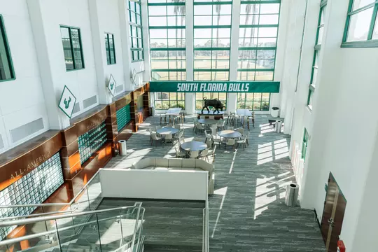 The atrium at the Lee Roy Selmon Athletics Center photographed on November 27, 2024.
(Carl Schmid / University of South Florida Athletics)