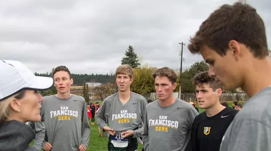 Men's Huddle at WCC Champs