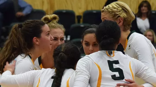 WVB Huddled in Season Opener