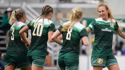 USF-Dons-Womens-Soccer-celebrates-vs-Portland