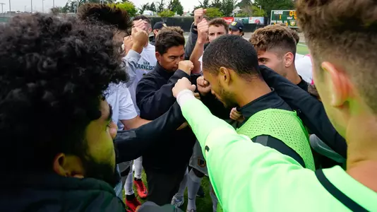 MSOC huddle vs San Diego State 8-26-2018