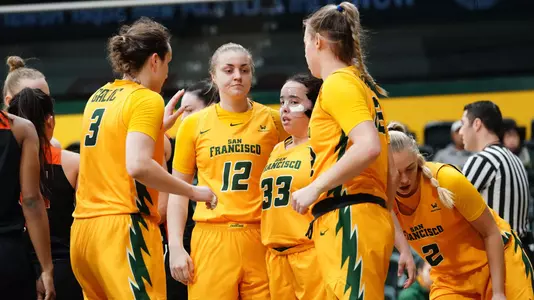 WBB huddle vs Pacific 1-19-19