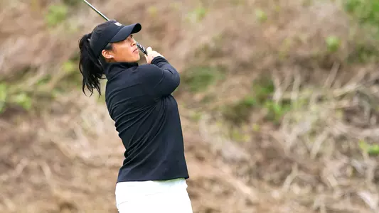 Samantha Gong USF Dons Women's Golf watches a shot at Olympic Club.