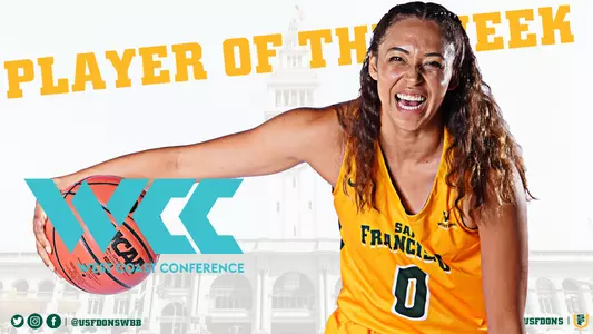 Mikayla Williams WCC Player of the Week Graphic 12-16-19