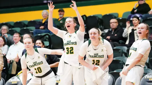 Bench celebration vs Saint Mary's 1-17-19