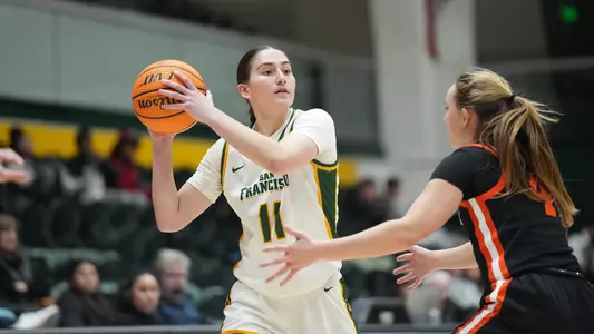 Angeliki Ziaka looking to pass vs. Oregon State