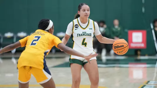 Meghan McIntyre dribbling vs. UNCG 2025