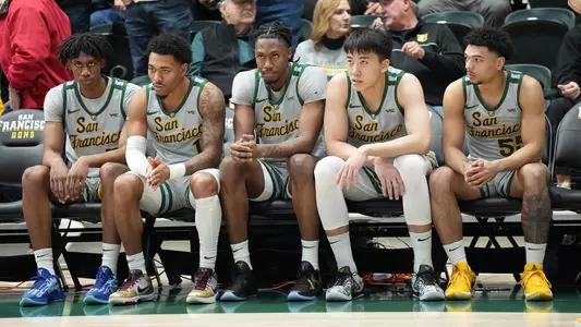 MBB Bench Pregame vs. Saint Mary's Feb. 2025