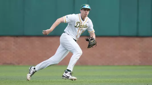Tyler Harries pursuing a ground ball vs. Sac State