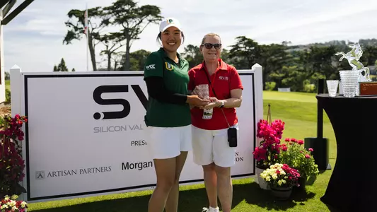 Yvonne Shang with second-place trophy at the Silicon Valley Showcase