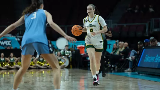 Aina Cargol dribbling vs. San Diego in Las Vegas 2026