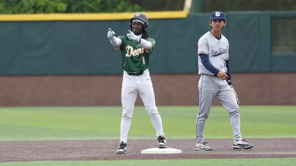 Isaiah Landry celebrating at second base vs. San Diego 2026