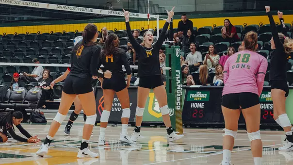 VB celebrating a point vs. CSU East Bay