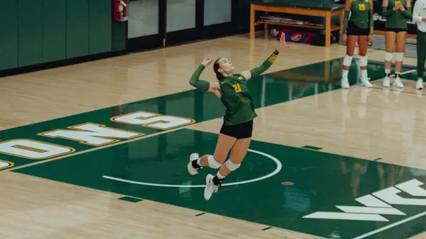 Petra Fritz serving vs. Cal State East Bay 2026