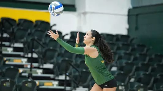 Adelynn Legates serving vs. CSU Bakersfield 2026
