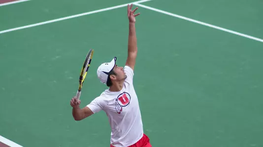 Rafael Grovas serves at Utah Invitational