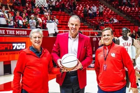 Coach K with Mark Harlan (Win #200)