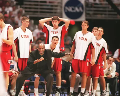Coach Donnie Daniels during the NCAA Championship game. photo by Tom Smart
