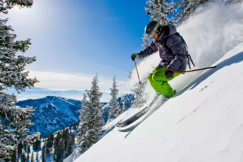 Sage Cattabriga-Alosa skiing powder in the Alta backcountry