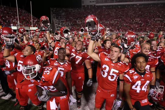 Team Celebrate Fight Song, Utah vs. Pittsburgh Football Thursday, Sept. 2, 2010 in Salt Lake City. (Photo/Steve C. Wilson)