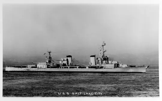 Starboard broadside view of heavy cruiser USS Salt Lake City (CA-25) 1929-1948
