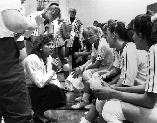 Beth Launiere coaching volleyball early 1990s