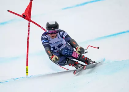 Jeremy Mathers during Super G as part of the FISU Winter World University Games on January 14, 2023 in Lake Placid, New York. Mathers finished 17th.