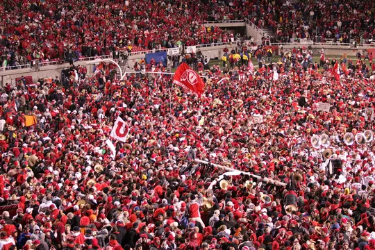Not long after fans rushed the field at game's end, the goal posts came down--the Utes had become the first ever BCS Busters with a commanding 52-21 win over BYU.