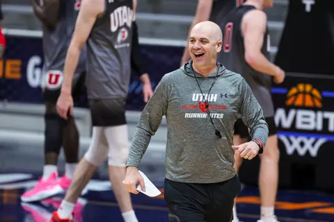 Utah Utes NIT Tournament Practice at the Hinkle Fieldhouse in Indianapolis, IN on Monday, April 01, 2024.
Eli Rehmer/Utah Athletics