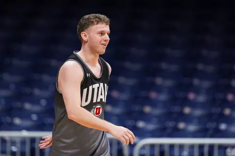 Utah Utes NIT Tournament Practice at the Hinkle Fieldhouse in Indianapolis, IN on Monday, April 01, 2024.
Eli Rehmer/Utah Athletics