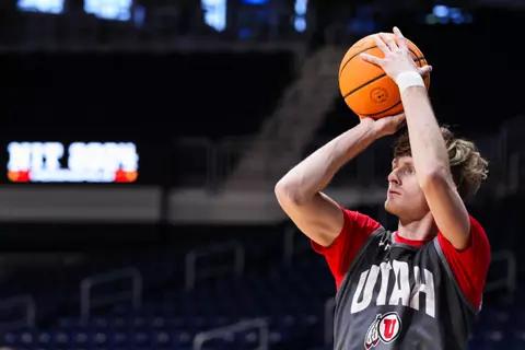 Utah Utes NIT Tournament Practice at the Hinkle Fieldhouse in Indianapolis, IN on Monday, April 01, 2024.
Eli Rehmer/Utah Athletics