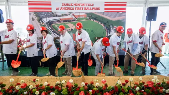 SALT LAKE CITY - The Utah Baseball program held a construction celebration for Charlie Monfort Field at America First Ballpark on August 28, 2024 (Davis Kuhn / Utah Athletics)
