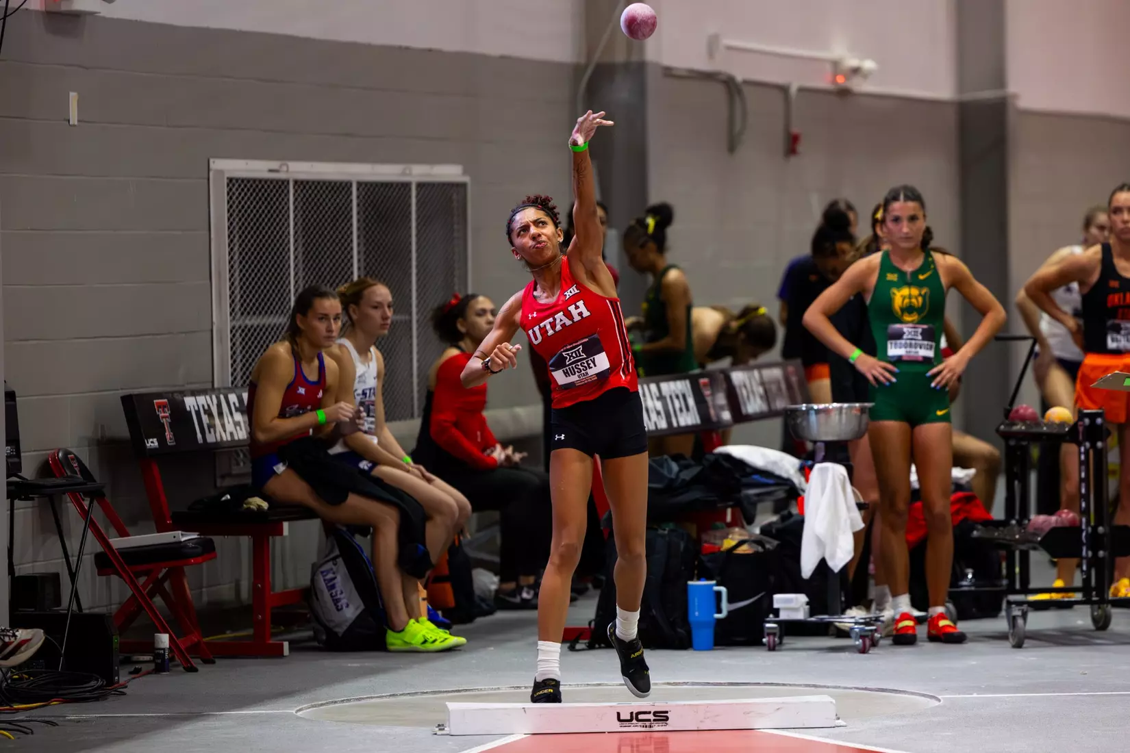 The Utah track & field team competed on day 1 of the Big 12 Indoor Track & Field Championships at the Sports Performance Center in Lubbock, Texas.