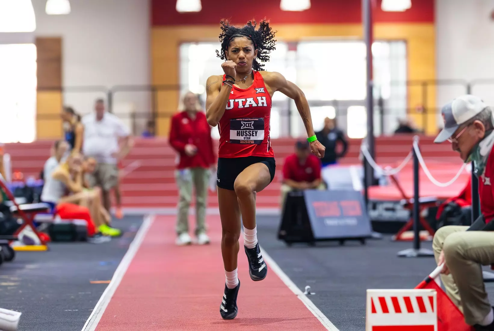 The Utah track & field team competed on day 1 of the Big 12 Indoor Track & Field Championships at the Sports Performance Center in Lubbock, Texas.