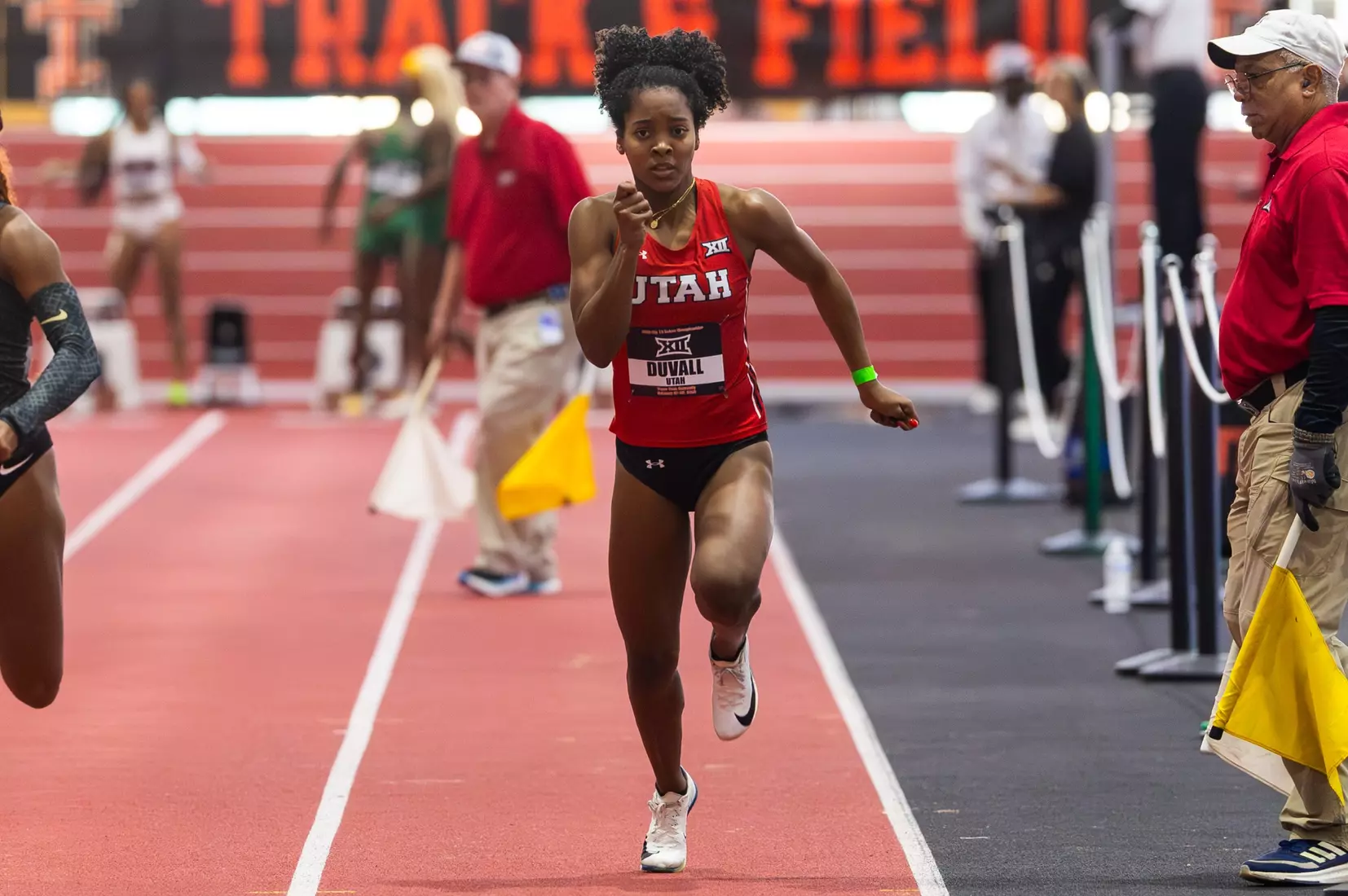 The Utah track & field team competed on day 1 of the Big 12 Indoor Track & Field Championships at the Sports Performance Center in Lubbock, Texas.