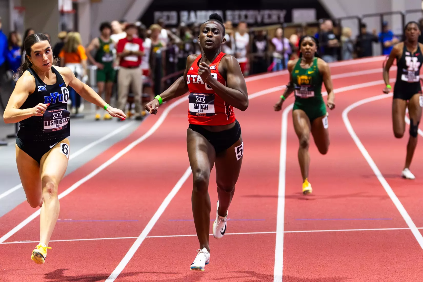 The Utah track & field team competed on day 1 of the Big 12 Indoor Track & Field Championships at the Sports Performance Center in Lubbock, Texas.