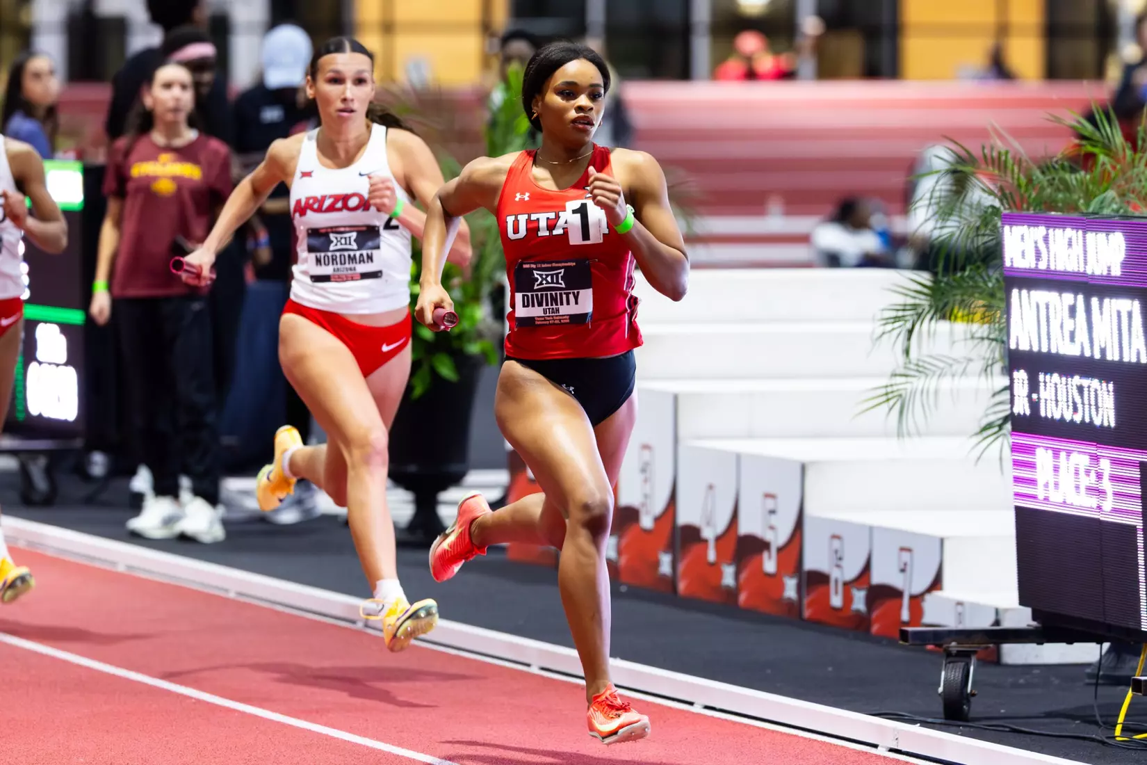 The Utah track & field team competed on day 1 of the Big 12 Indoor Track & Field Championships at the Sports Performance Center in Lubbock, Texas.