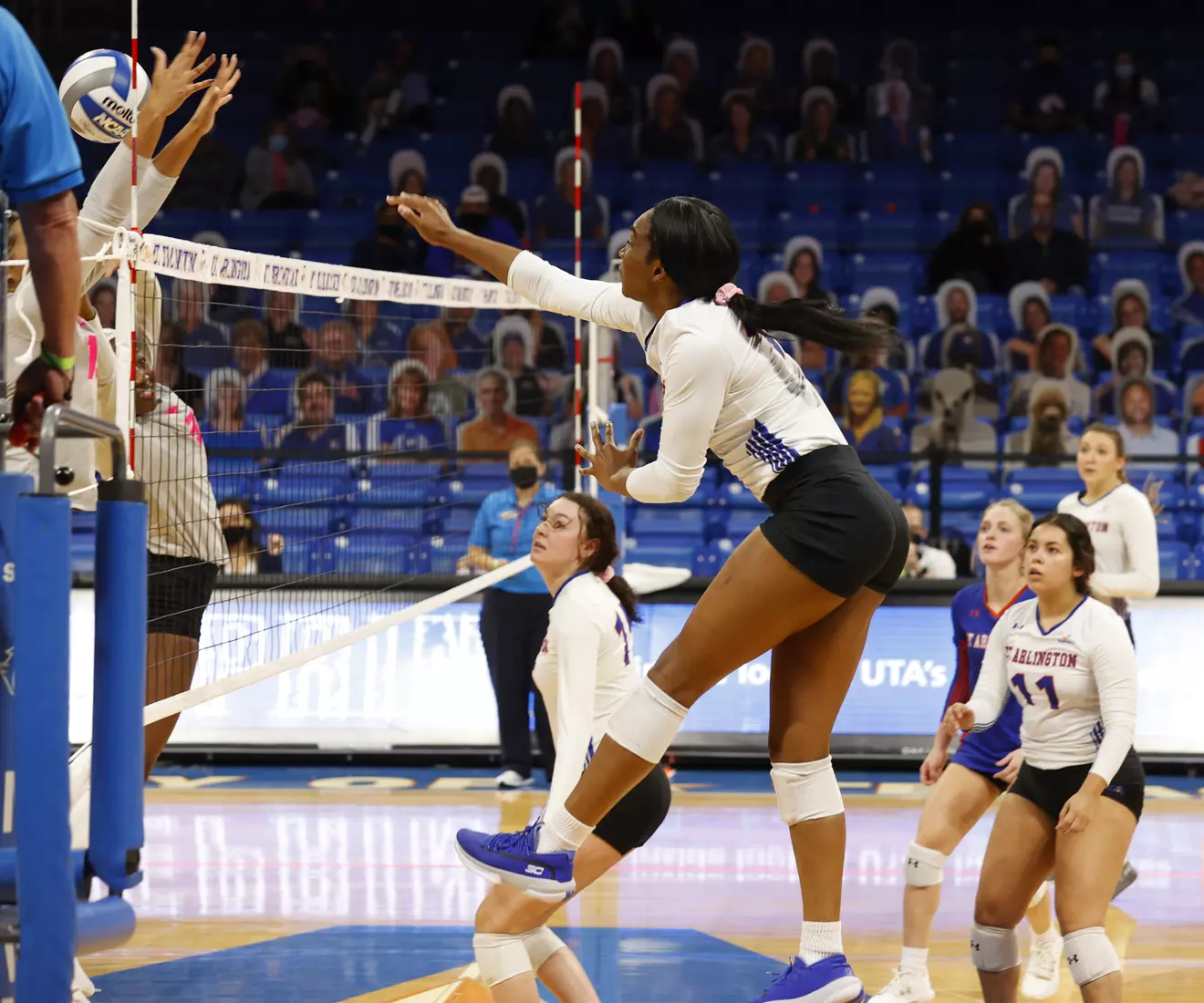 UTA vs Texas State volleyball in Arlington, Texas on October 30, 2020. (Photo/Sharon Ellman)