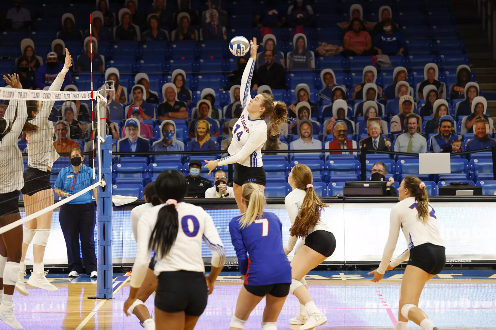 UTA vs Texas State volleyball in Arlington, Texas on October 30, 2020. (Photo/Sharon Ellman)