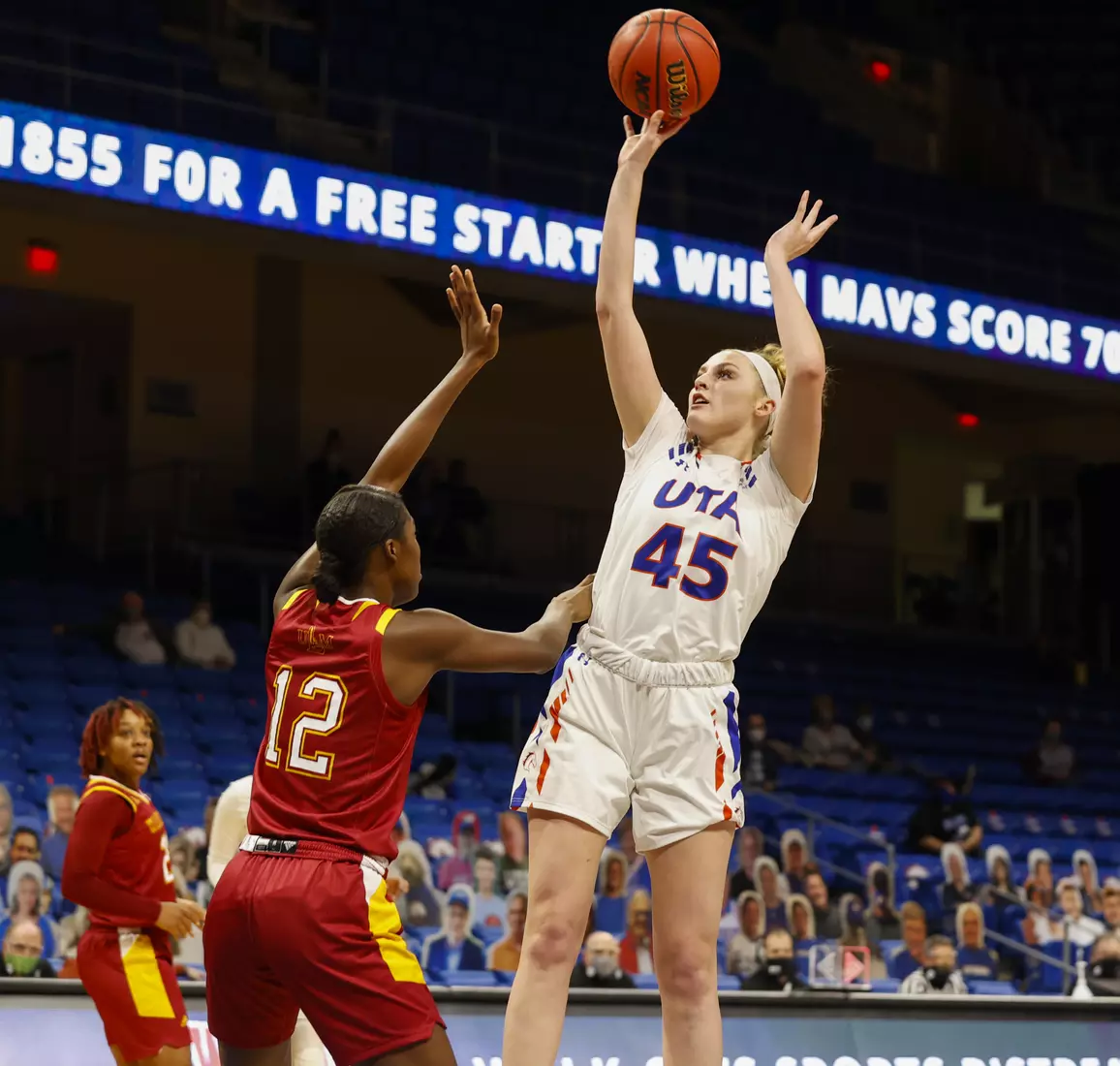 UTA vs ULM women’s basketball at College Park Center in Arlington, Texas on January 8, 2021. (Photo/Sharon Ellman)
