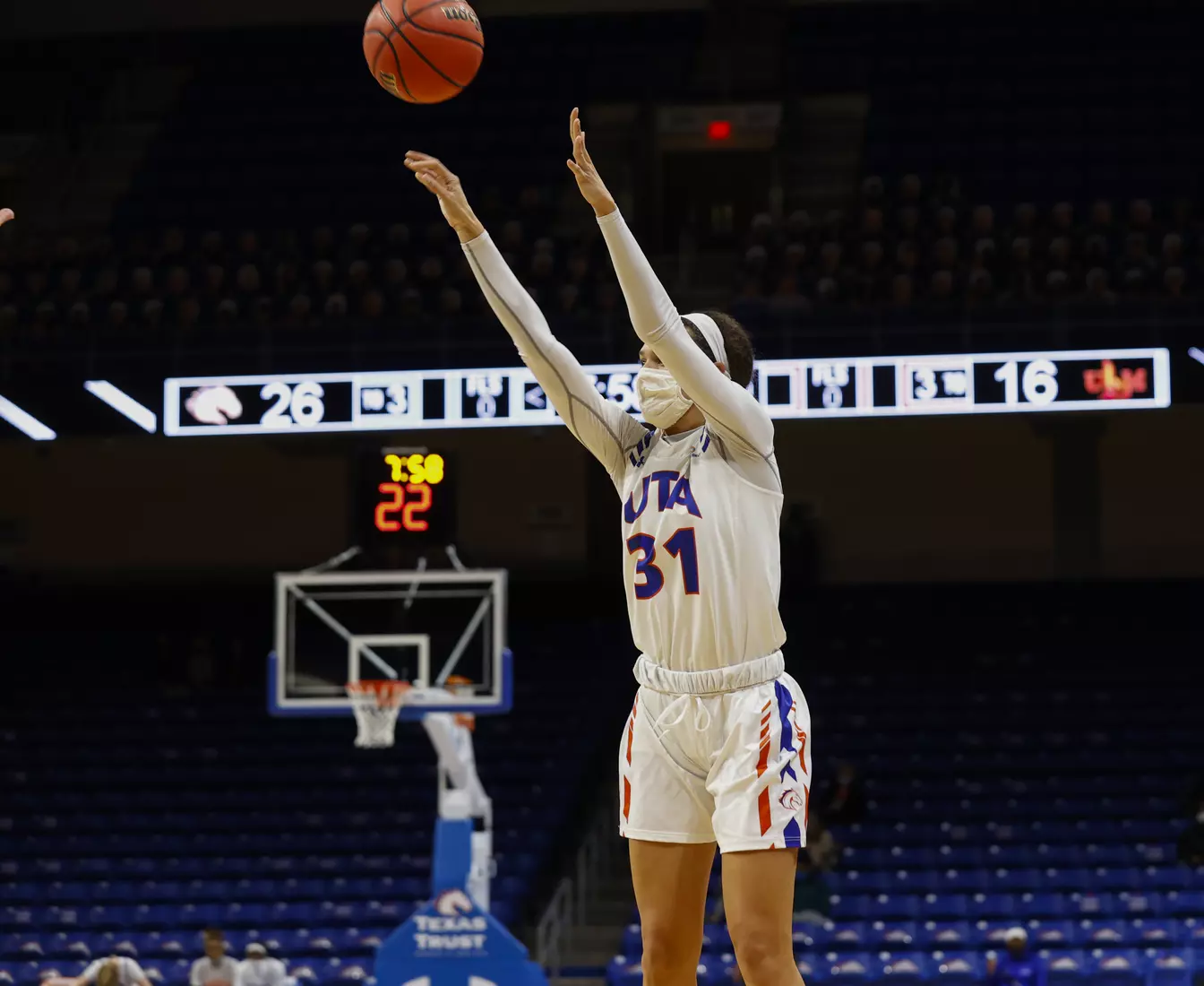 UTA vs ULM women’s basketball at College Park Center in Arlington, Texas on January 8, 2021. (Photo/Sharon Ellman)